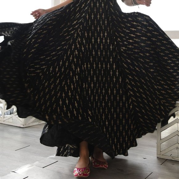 Black Cotton Traditional Indian Dress XS - Picture 6 of 7